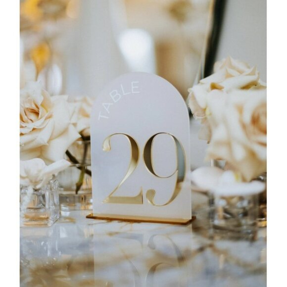 Gold and White Frosted Table Numbers - Picture 4 of 5
